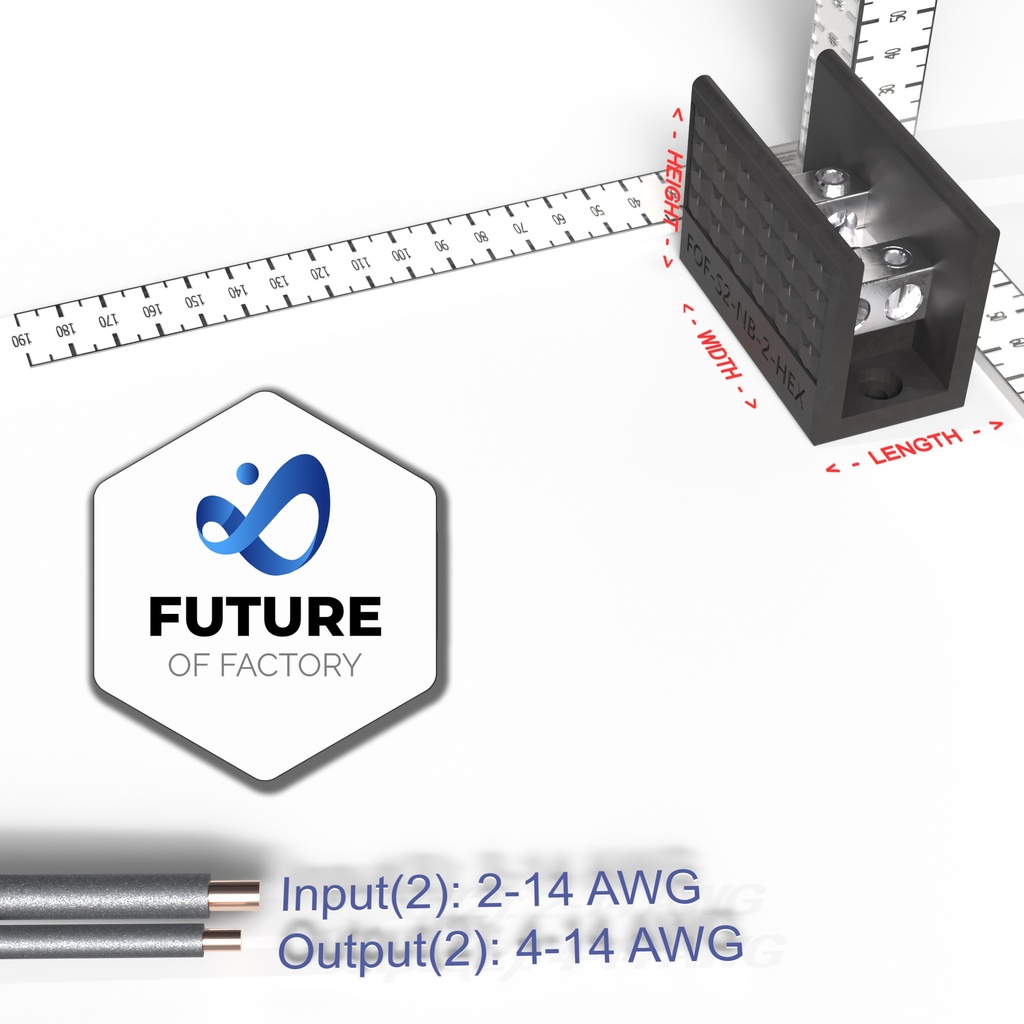 FOF-S2-NB-2-HEX-1 Single Phase Power Distribution / Terminal Block