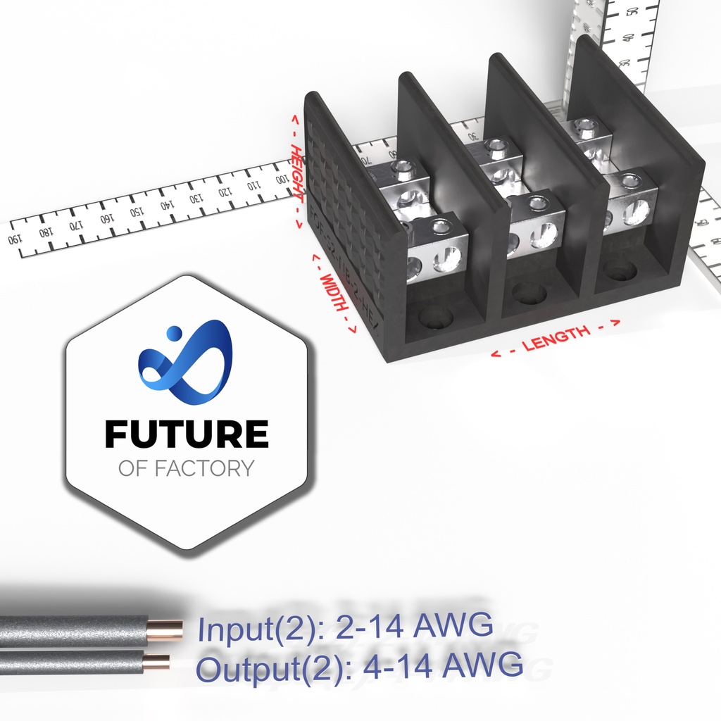 FOF-S2-NB-2-HEX-3 Three Phase Power Distribution / Terminal Block
